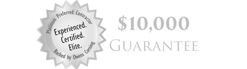 Silver seal reading “Experienced. Efficient. Effective.” beside “$10,000 Guarantee” text.