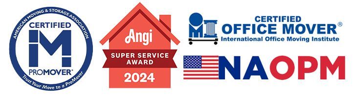 The logos for certified office mover and naopm are shown