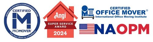 The logos for certified office mover and naopm are shown