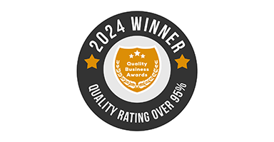 The logo for the 2024 winner of the quality business awards