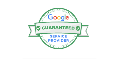 A google guaranteed service provider badge on a white background.