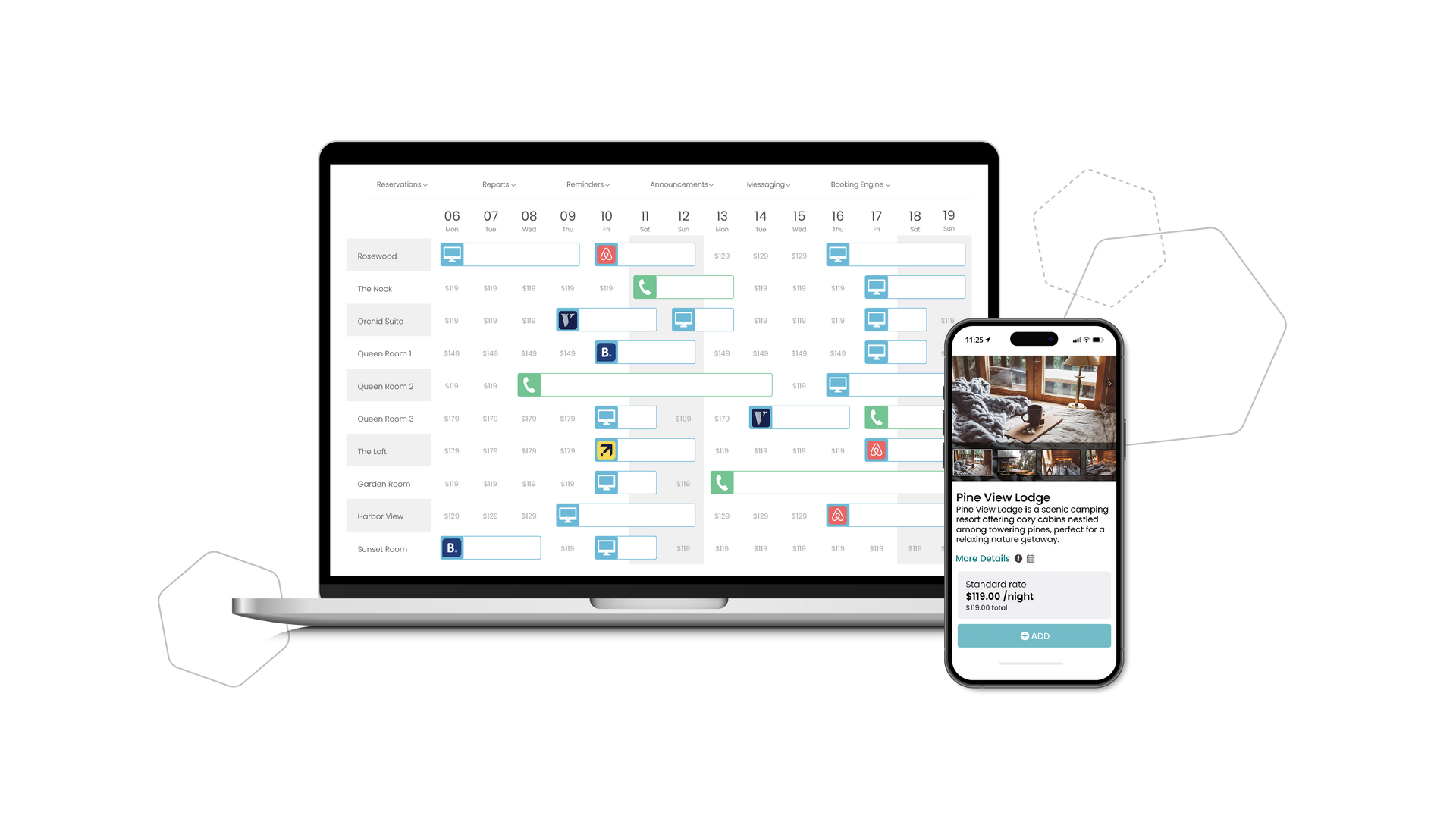 Integrated booking system display.