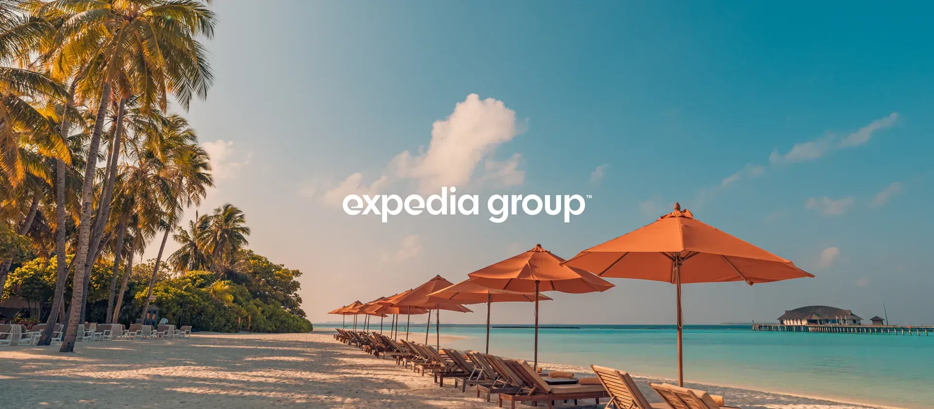 A row of umbrellas and chairs on a beach with the words