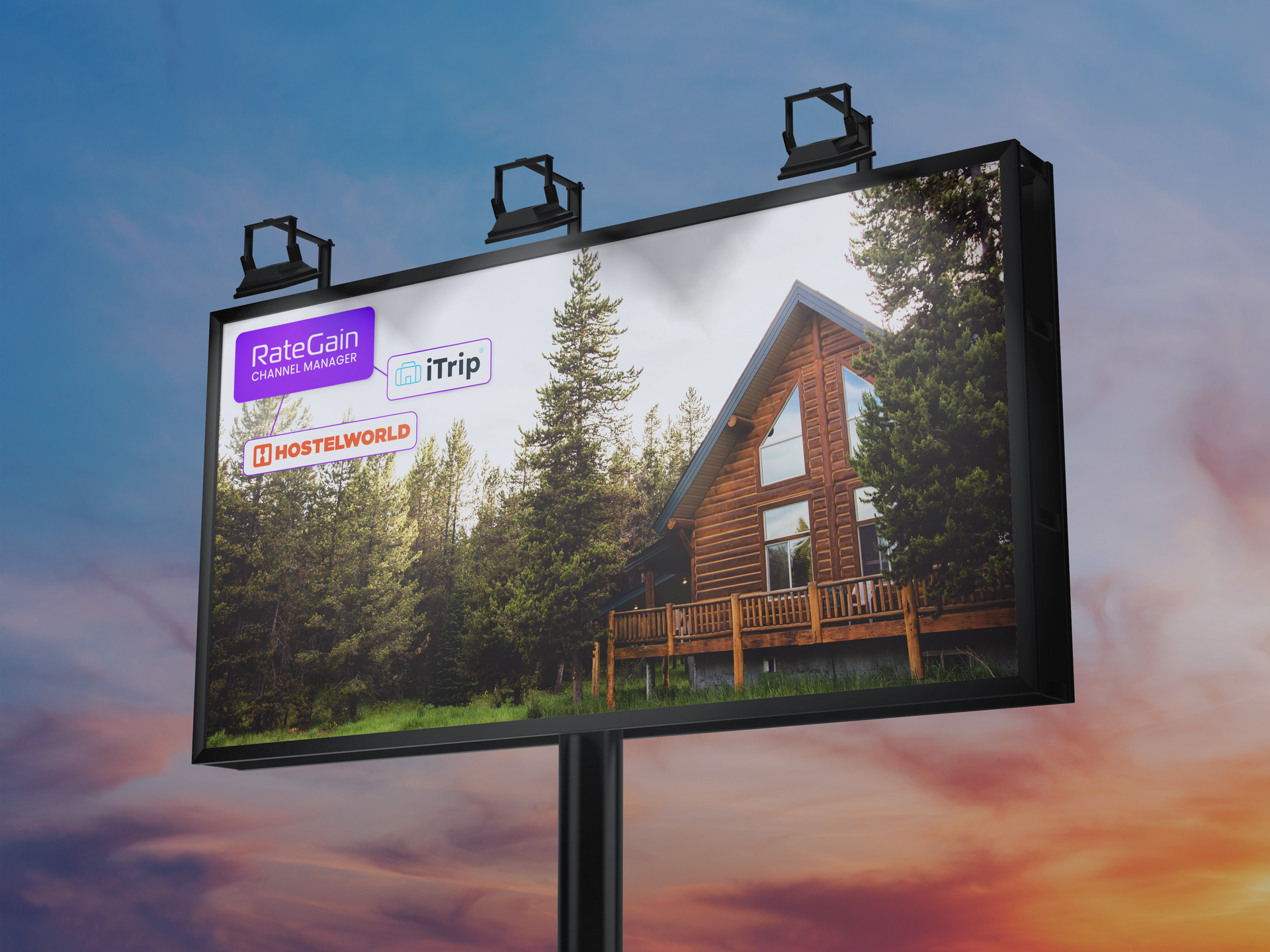 Billboard with a RateGain promotion of a vacation destination