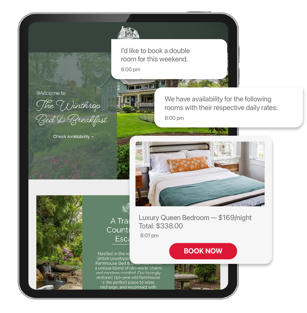 A tablet with a picture of a bed and a house on it.