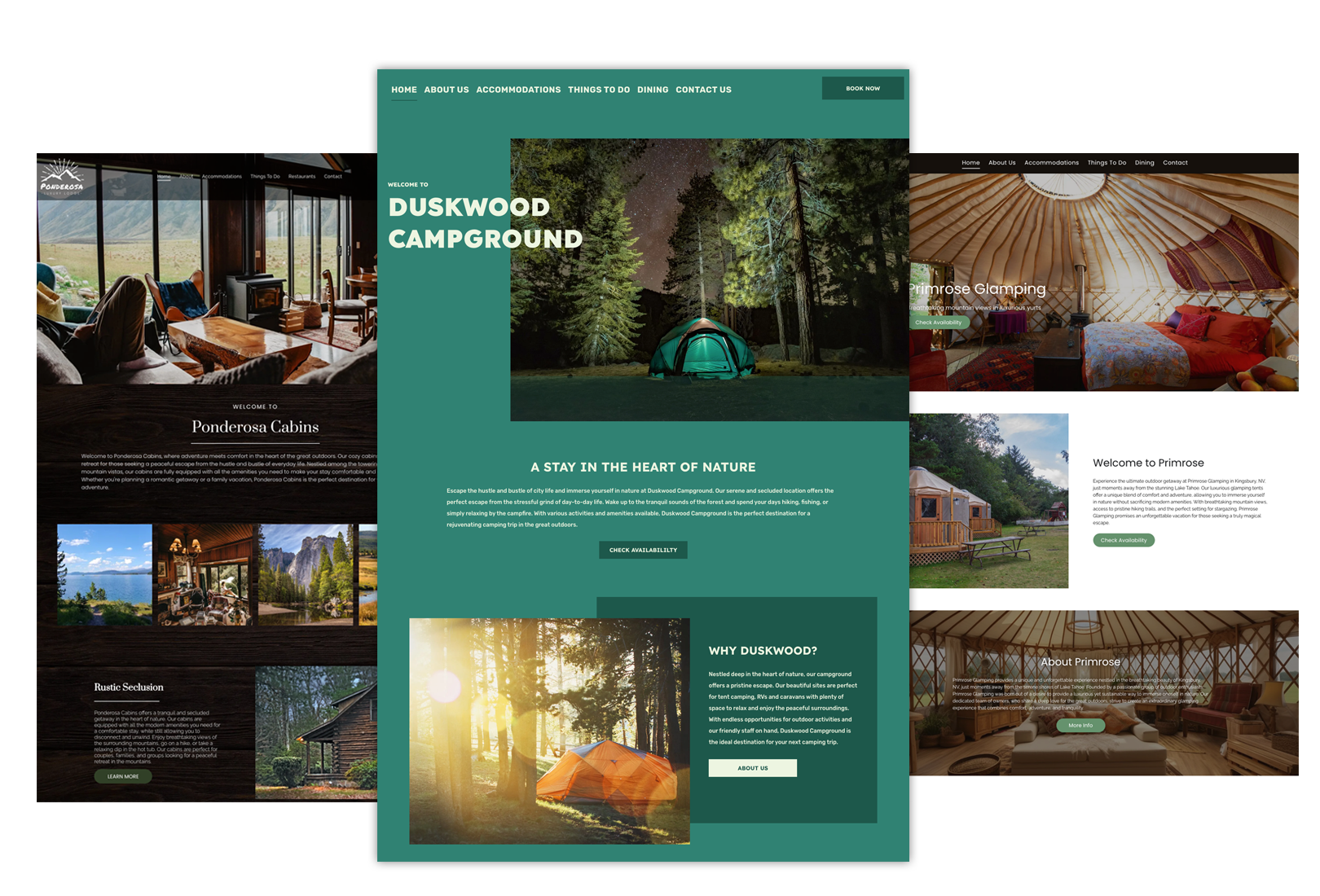 A collage of images of a hotel website on a white background.