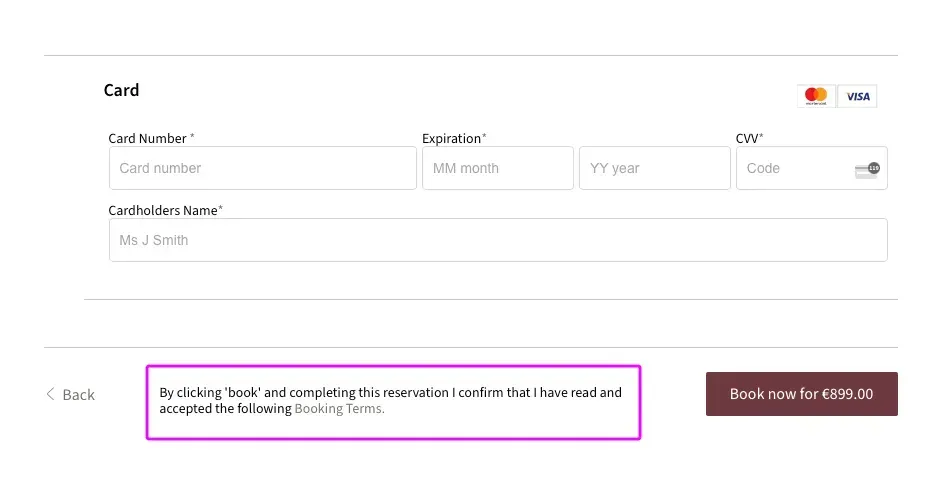 A screenshot of a checkout page on a website.