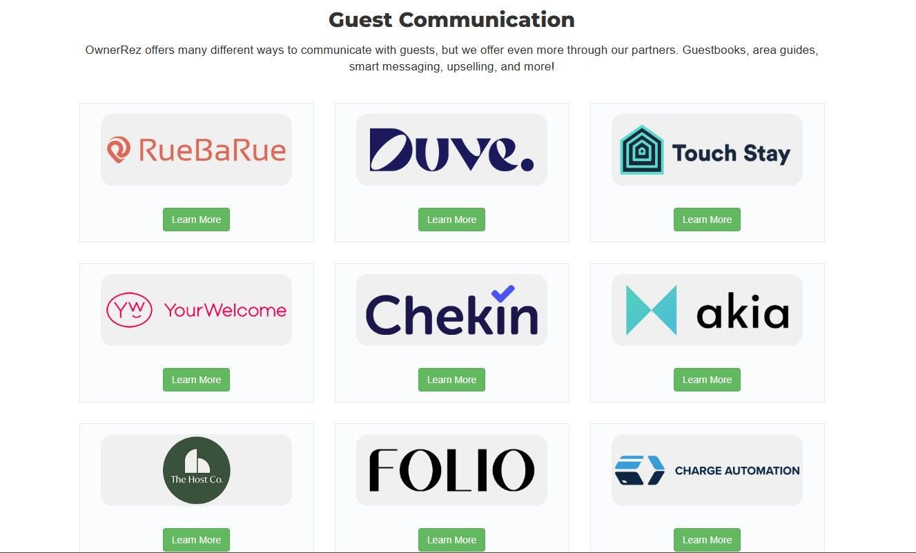 Guest Communication solutions. Nine logos with 