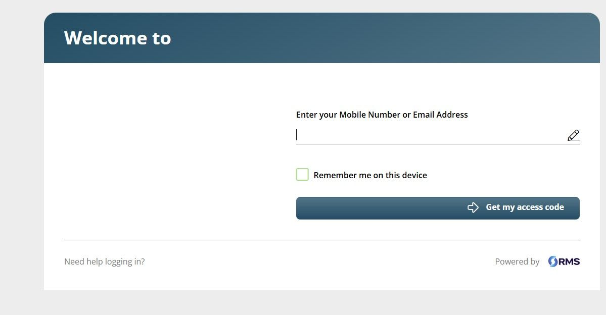 Login screen with blue header, username and password fields, and a sign-in button
