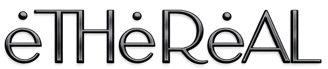 Stylized black text reading “eLTheReAL” with a metallic shadow effect on a white background