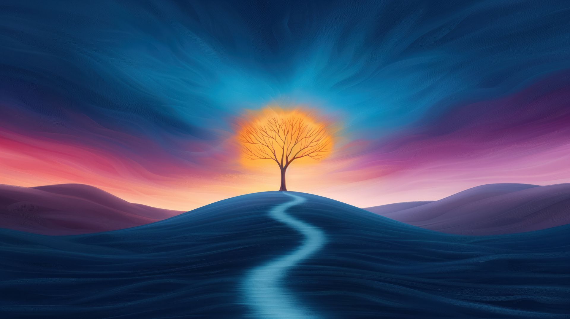 Tree on a hill symbolizing resilience and healing through trauma therapy