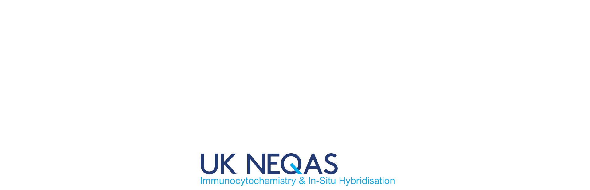 UK NEQAS logo on a white background with blue text and small colorful marks below