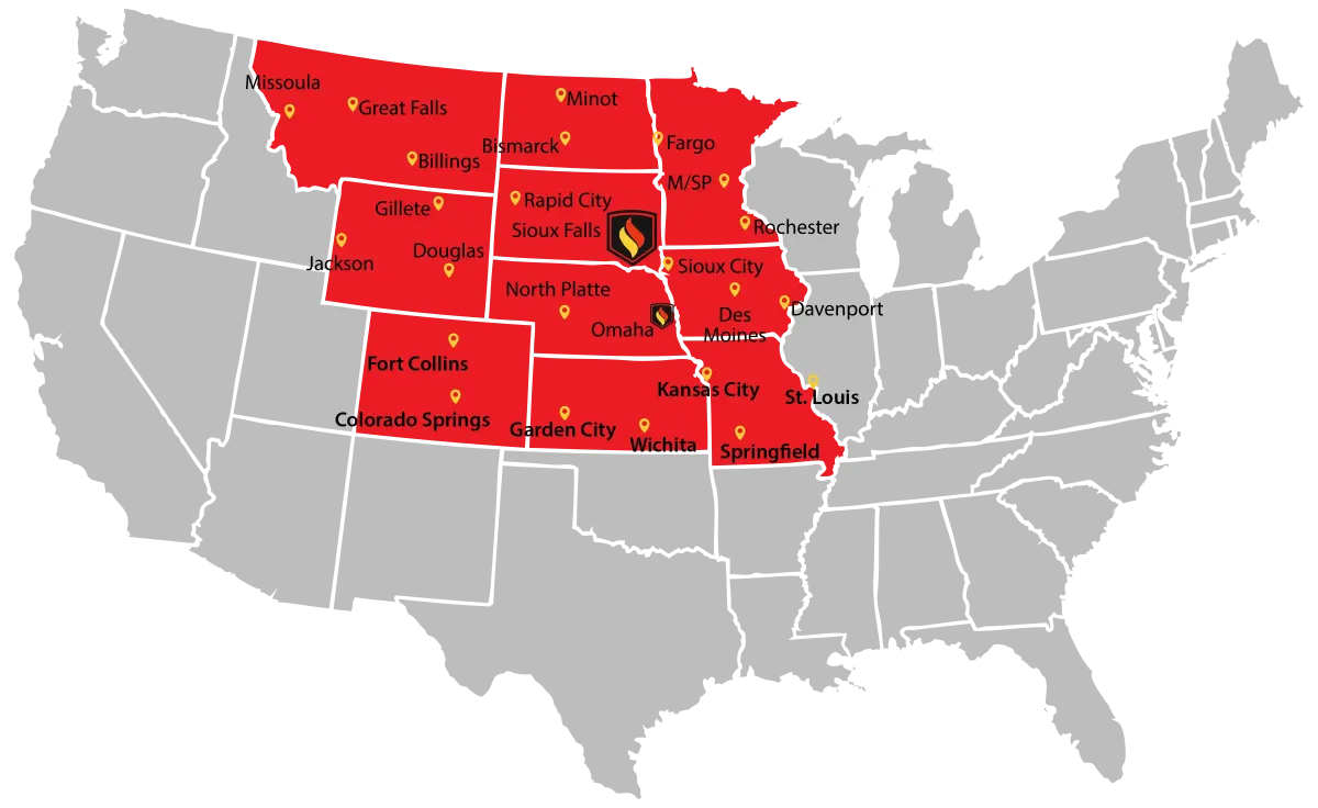 Our 10-state service area across the northern U.S.