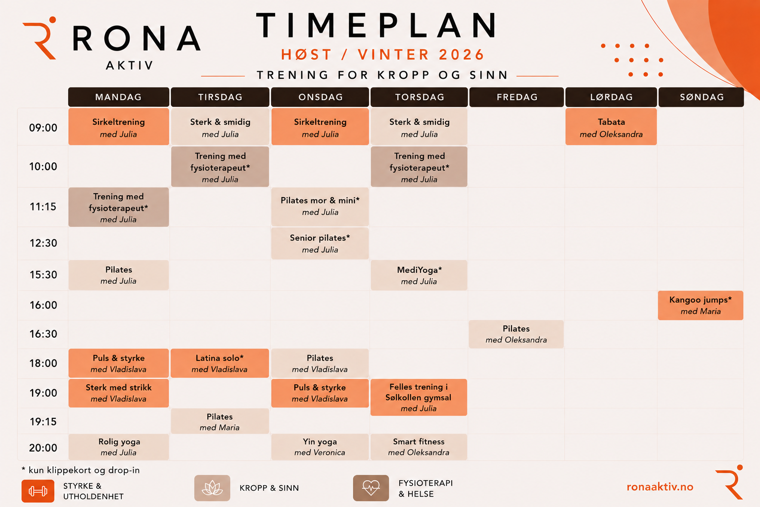 timeplan høst vinter 2024