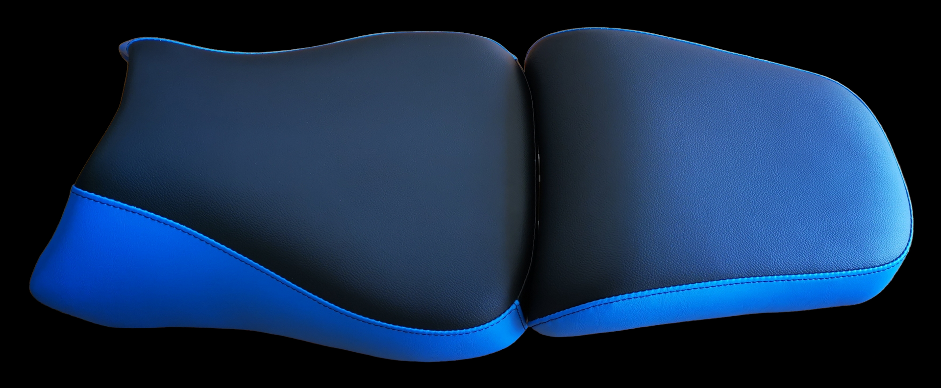 Two-tone blue and black contoured pad.