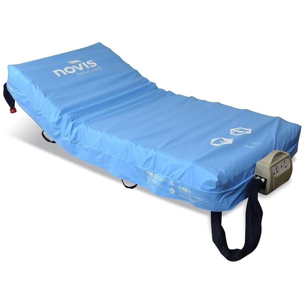 Blue Air Mattress on a Hospital Bed With a Control Unit Attached, for Pressure Relief — Ballina Home Healthcare Sales & Hire and Compression Stockings Plus in Ballina, NSW