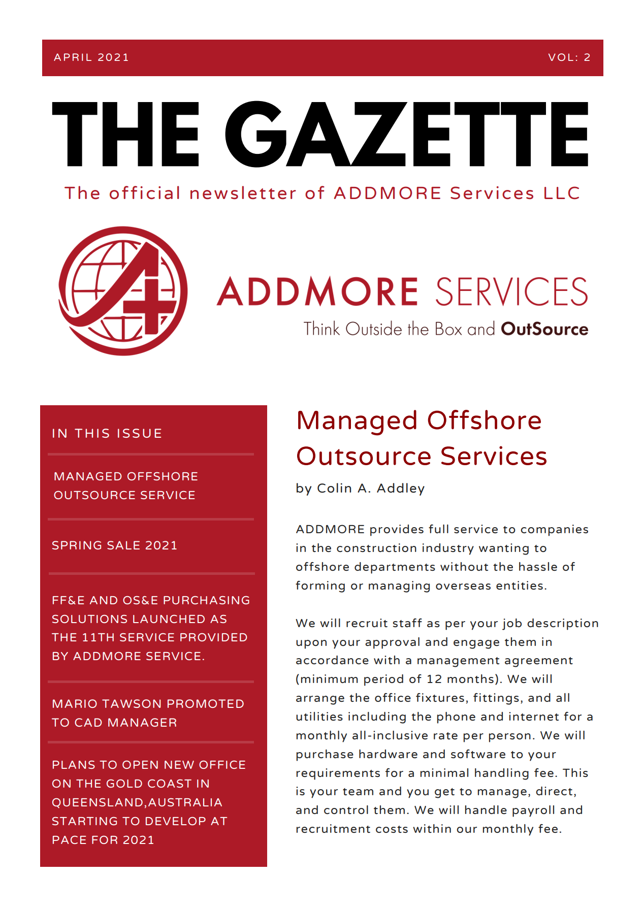 Newsletter cover: 
