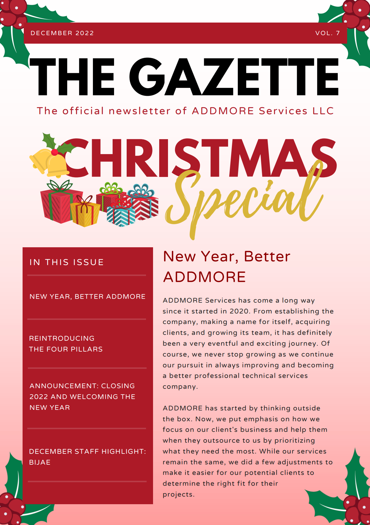 Newsletter cover with 
