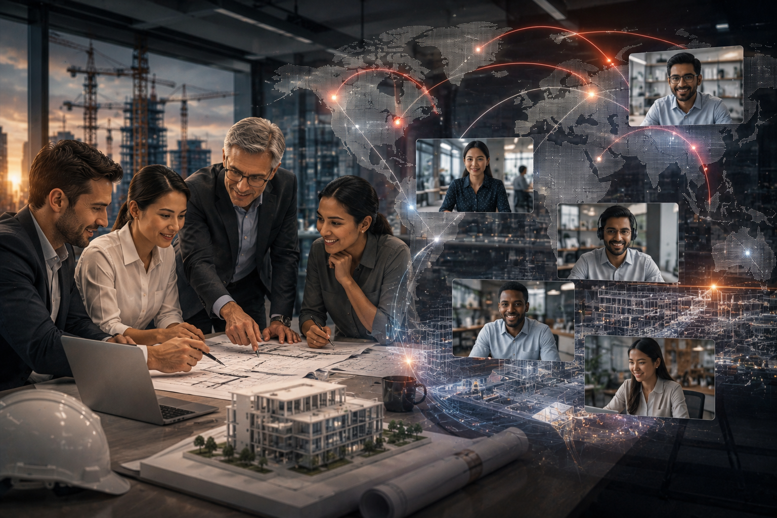 Global AEC team collaborating on architectural project delivery