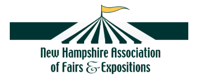 Logo for New Hampshire Association of Fairs & Expositions with a green tent and yellow flag