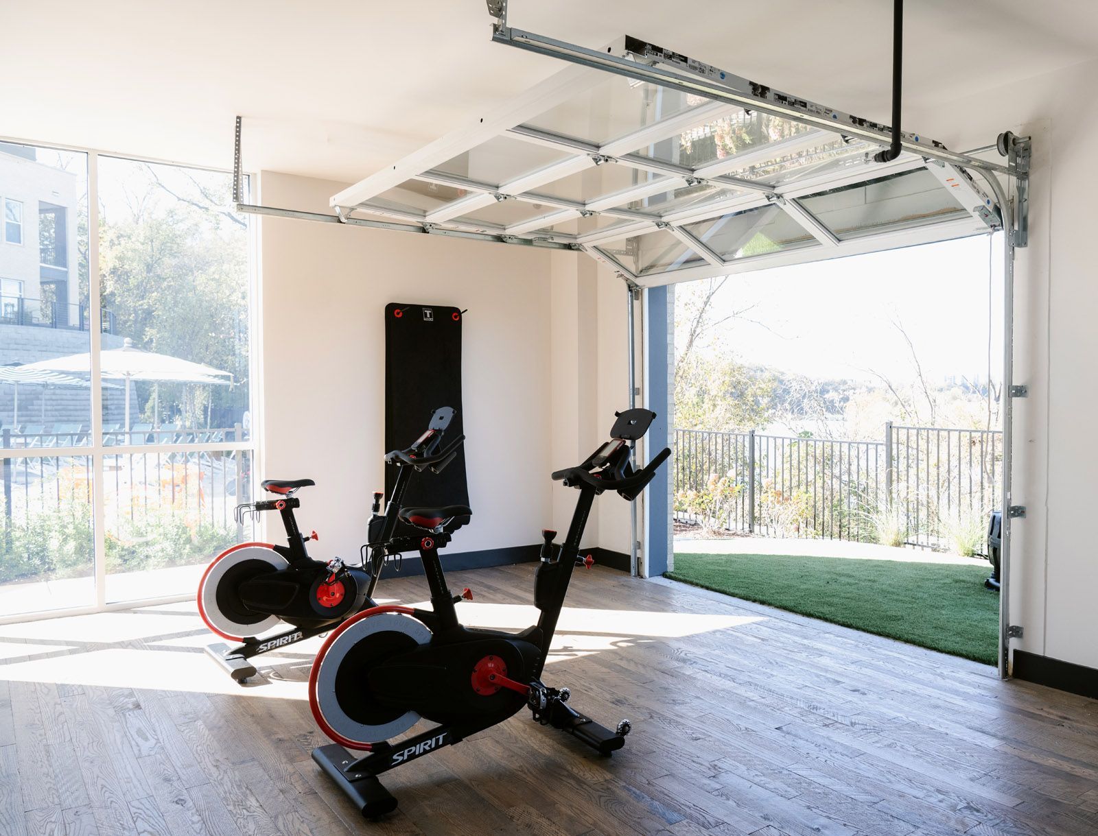 Spin bikes in the fitness center at Livano Nations.