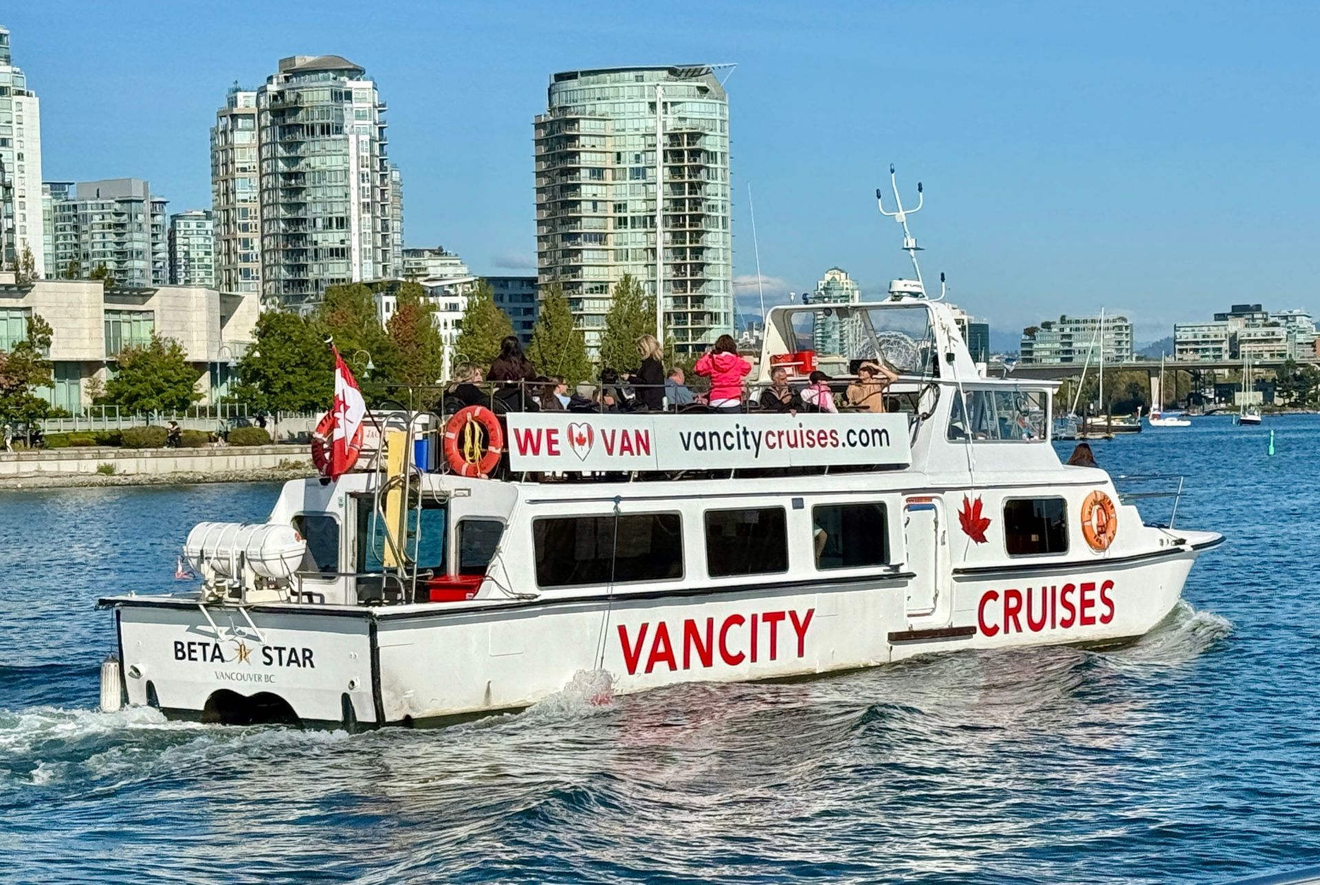 Vancity Cruises boat tour through False Creek, Vancouver, BC, Canada