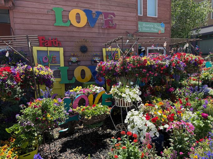 Flowers outside flower shop