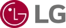 LG logo in gray and magenta with a stylized smiling face icon inside a circle