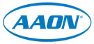 AAON blue logo with white background and oval outline