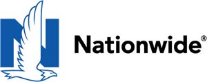 A blue and white logo for nationwide with a bird on it.