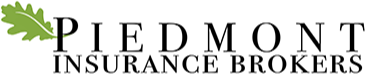 The logo for piedmont insurance brokers has a green leaf on it.