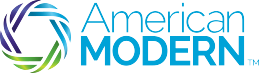 A logo for american modern with a blue and green logo