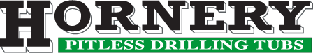 hornery pitless drilling tubs logo on a white background