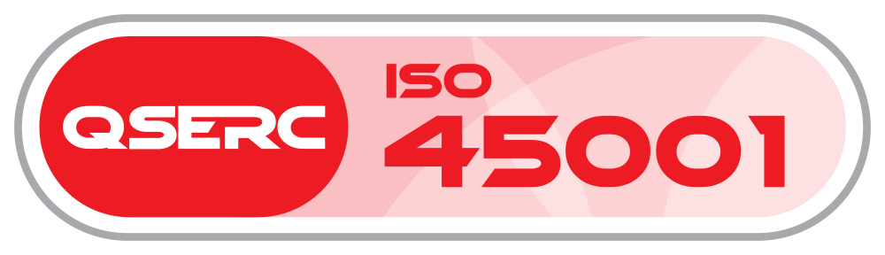 a red button with the words iso 45001 on it .
