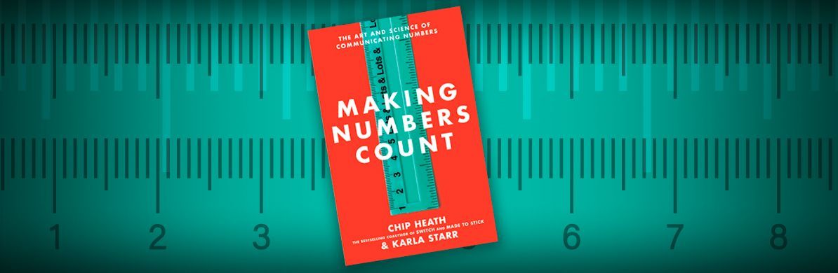 Red book titled “Making Numbers Count” on a green cutting mat with ruler markings.