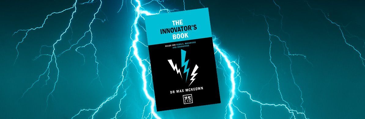 Black and teal book cover with lightning bolts, centered on a blue electric background