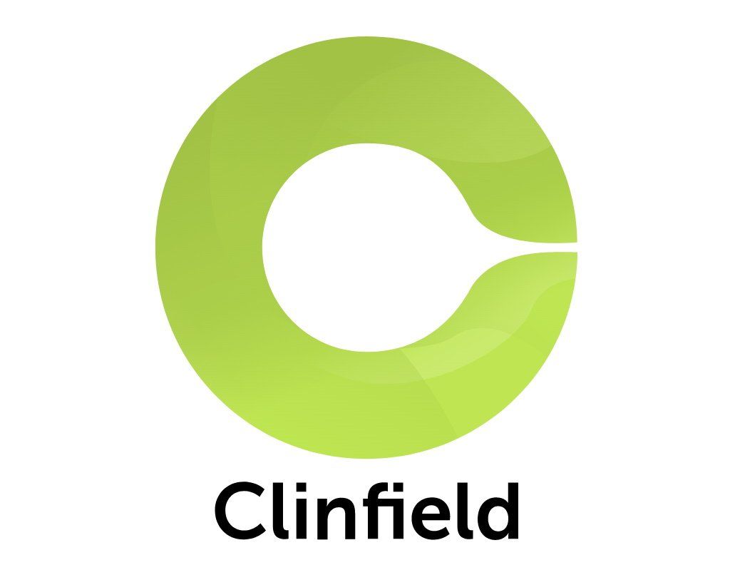 A green circle with the word clinfield on it