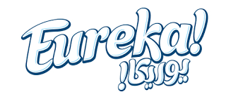 The word eureka is written in blue letters on a white background.