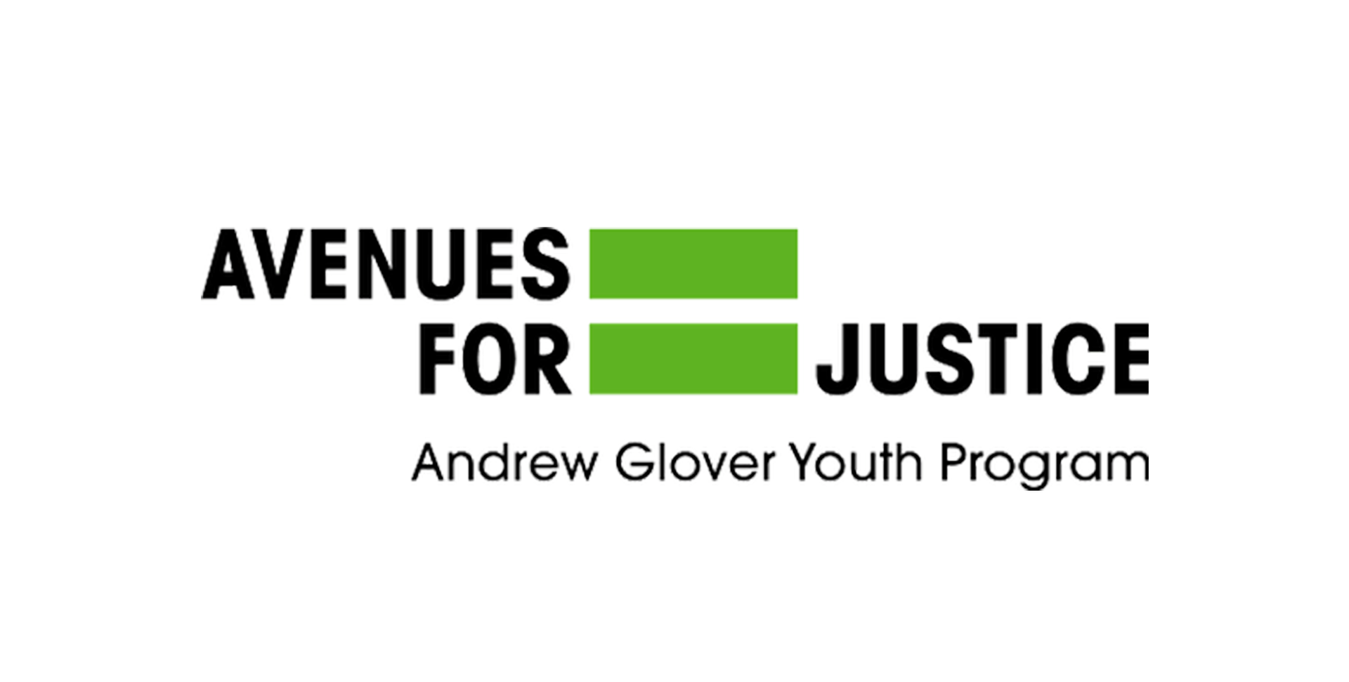 The logo for avenues for justice andrew glover youth program.