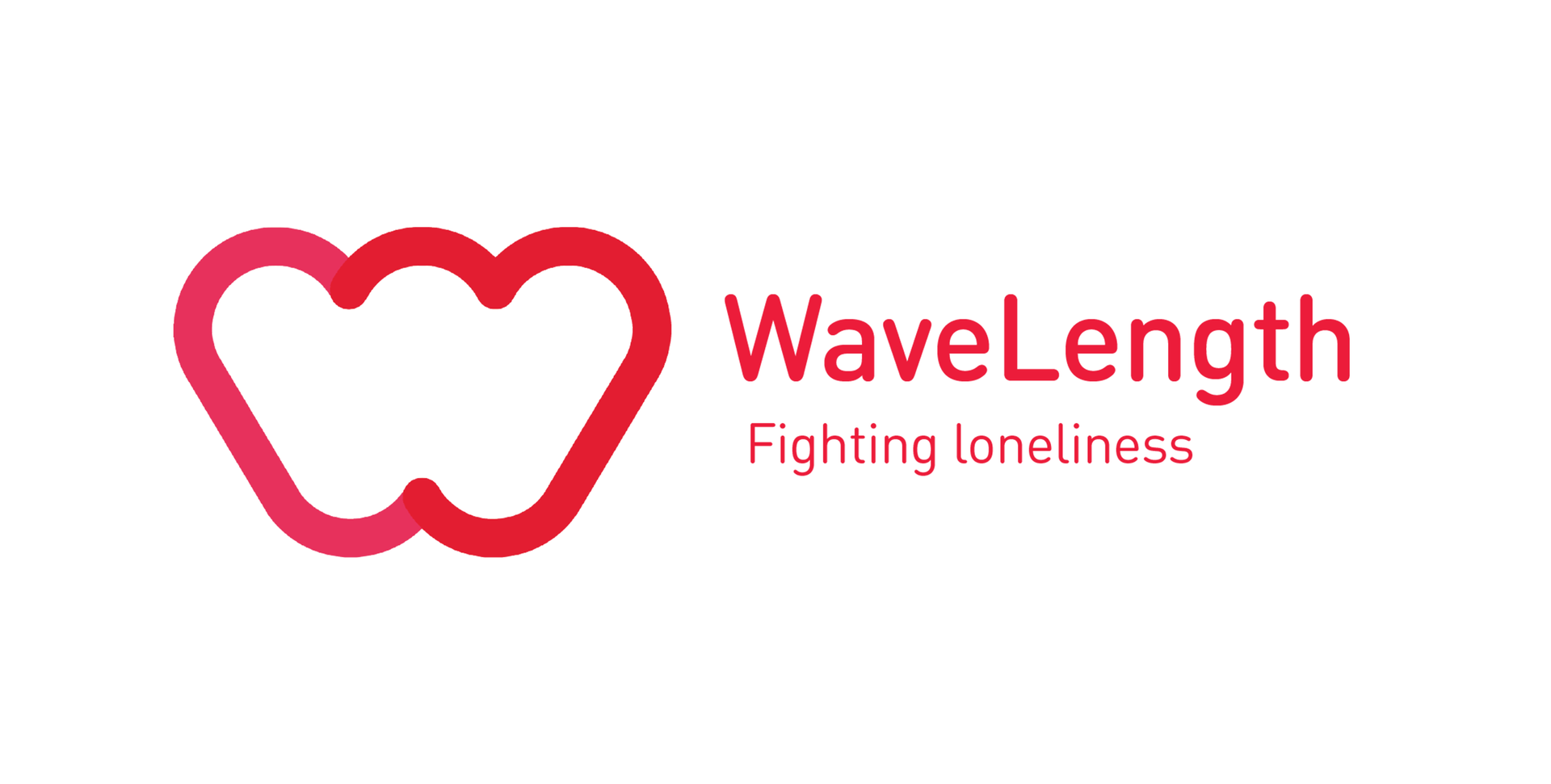 A logo for wavelength fighting loneliness with two hearts.