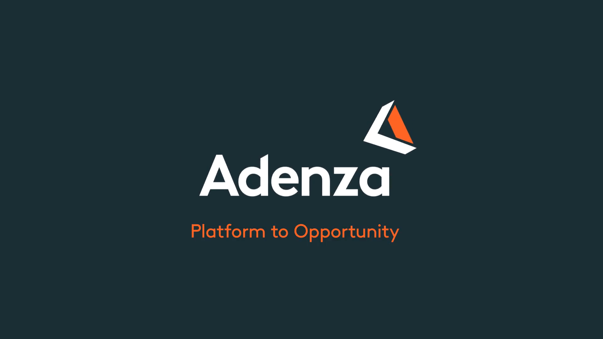 The adenza logo is on a dark blue background.