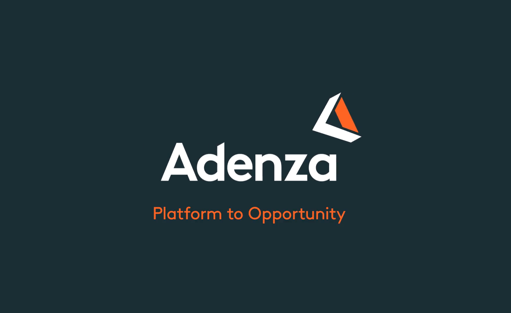 The adenza logo is on a dark blue background.