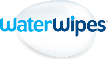 The water wipes logo is a drop of water on a white background.
