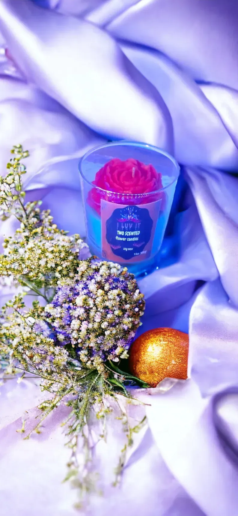 Two Scented Homemade Flower Soycandles