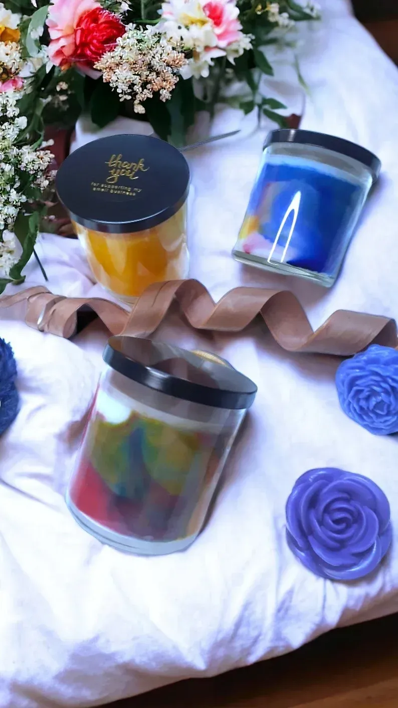 Soy Wax Marble Candle with Extra Scent