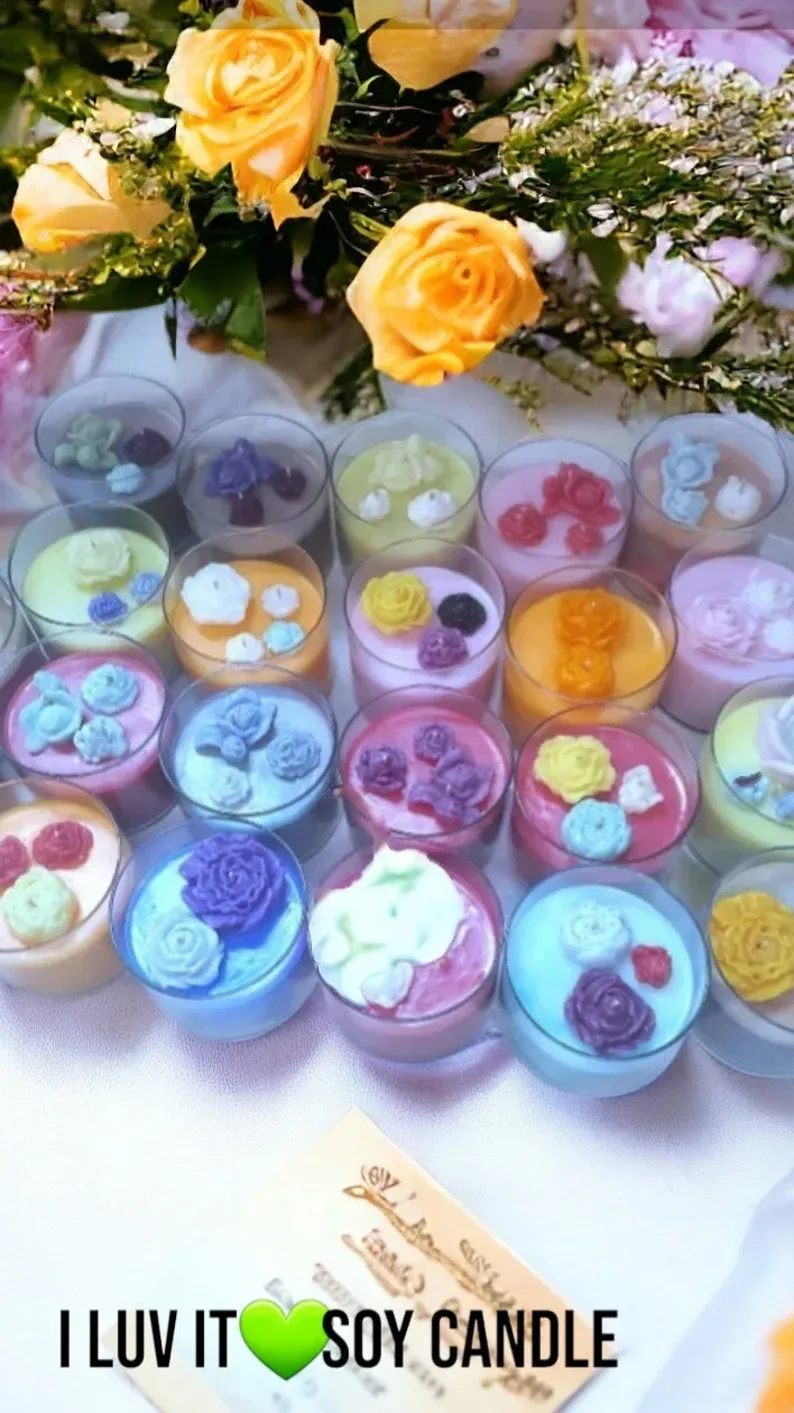 Flowered Marble Bouquet Soy Candle w/Array Scents