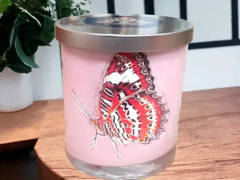Butterflies & Roses hand drawn natural soycandles.