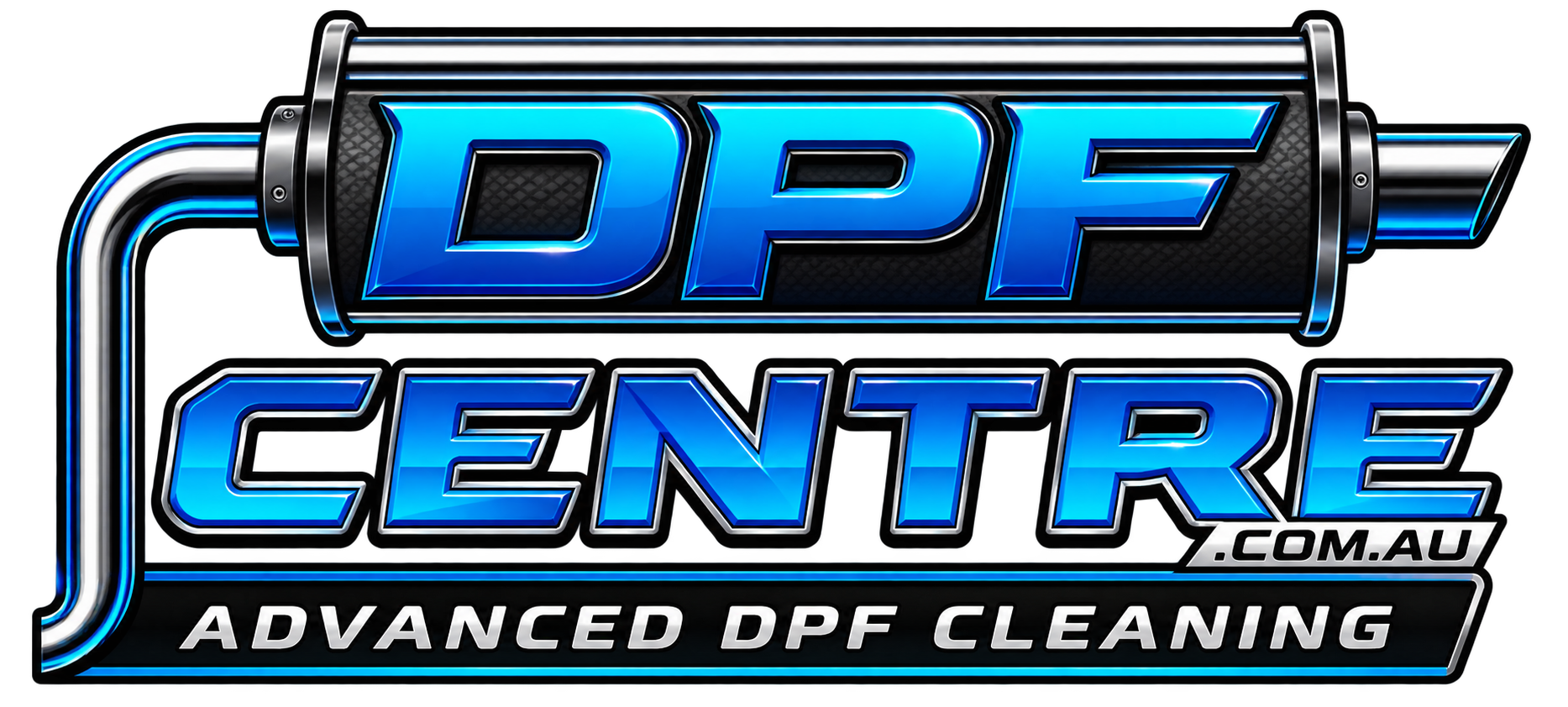 DPF Centre logo with blue and black text and the tagline “Advanced DPF Cleaning”