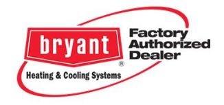 Bryant logo with red and white text and a red oval.