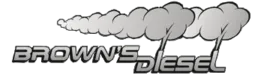 Brown Diesel logo with gray smoke above bold black text on a light background